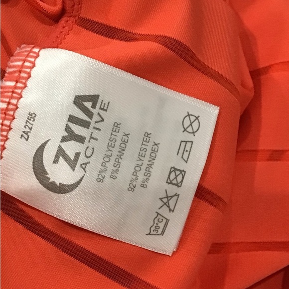 ZYIA Active Orange Coral Striped Tank Razor Back Women’s Size XL - Picture 5 of 8
